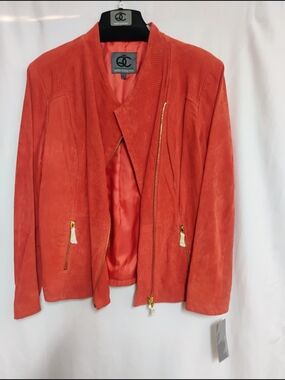 Coral Suede Moto Jacket by Queen Collection